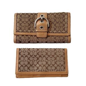Coach - Set of TWO Signature Monogram Canvas & Leather Trim Vintage Wallets
